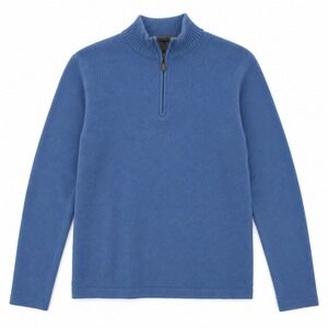 Grayson & Dunn Cashmere 1/4 Zip Sweater Mens Size M Blue Mock Neck Pullover